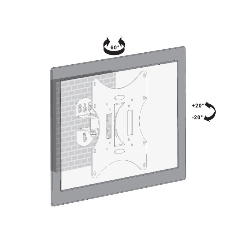 Maclean MC-501B TV wall mount (Swivel, wall-mounted, tiltable - 42"; max. 30kg)