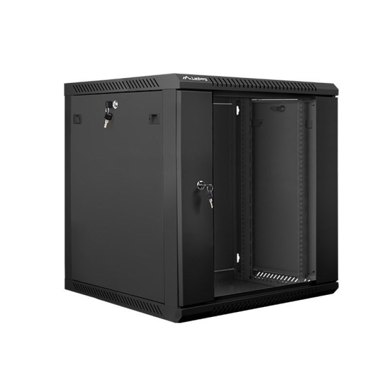 Lanberg WF01-6612-10B rack cabinet (12U; 635mm / 600mm / 600 mm; wall-mounted; Glass; 19''; black)