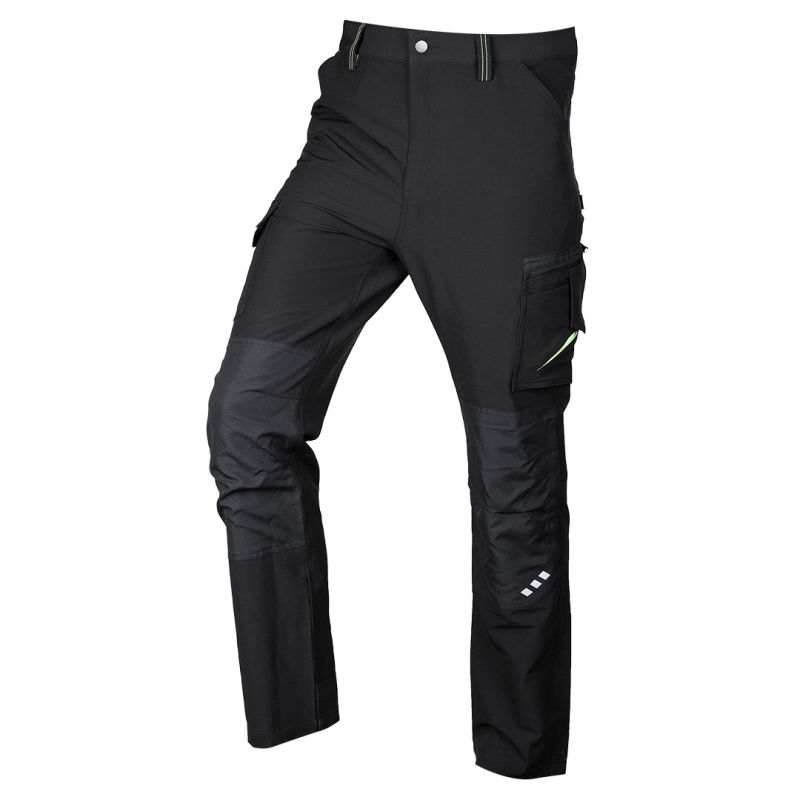 Mix&Match Work Trousers, 4-Way Stretch, Black and Green, Size XXL