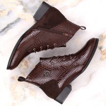 Filippo Stivali patent leather ankle with insulated crocodile skin