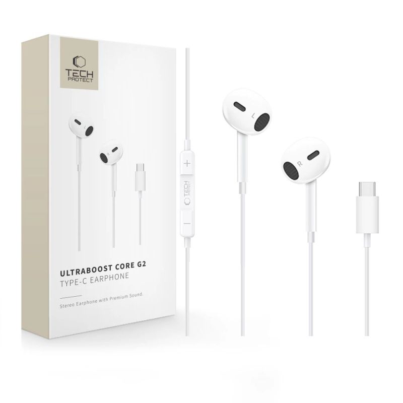 Tech-Protect Ultraboost Core G2 USB-C Headphones - White