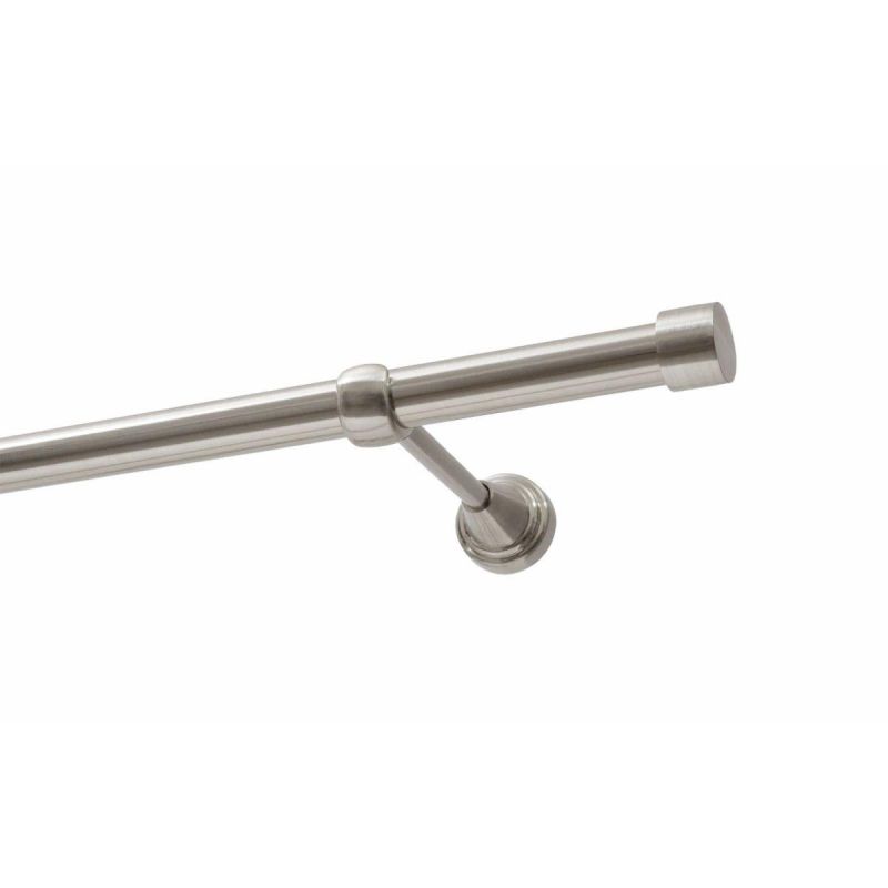 Single Curtain Pole Ø 19 mm, Stainless Steel Effect, 160 cm, LUNA KOWALSKI