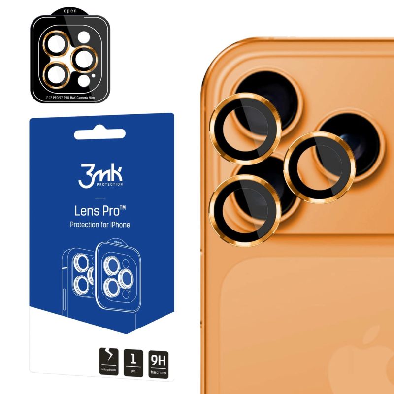 3mk Lens Protection Pro Tempered Glass for iPhone 17 Pro / 17 Pro Max - Orange