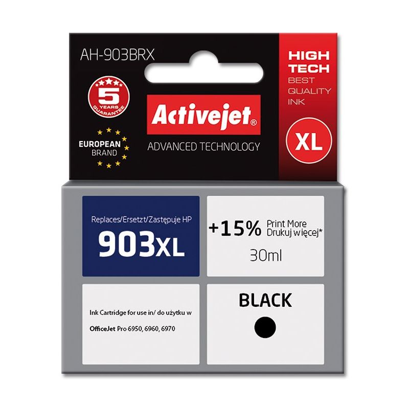 Activejet AH-903BRX Ink (replaces HP 903XL T6M15AE; Premium; 30 ml; black)