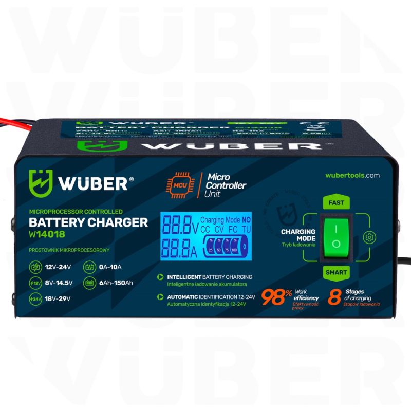 Microprocessor car battery charger 10A 6-150 Ah 2-24 V W14018 WUBER