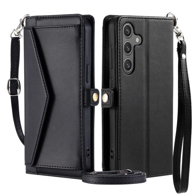 Samsung Galaxy A56 5G Leather Wallet Case with Stand Function and Straps - Black