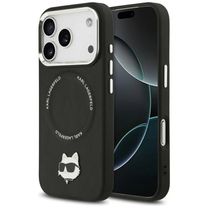 Karl Lagerfeld Choupette Pin MagSafe Case for iPhone 17 Pro Max - Black