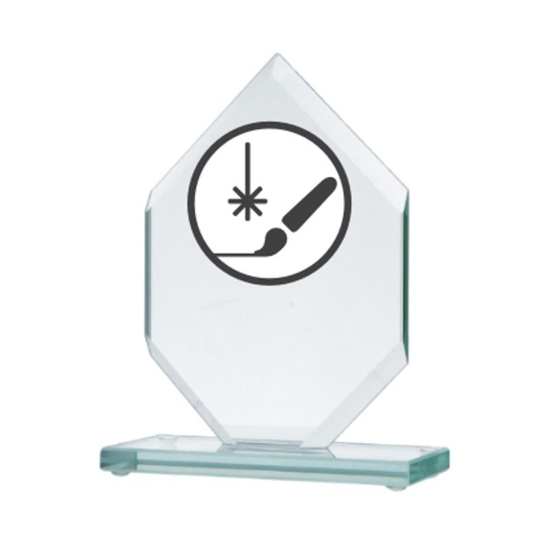 Engraved glass trophy + paint filling