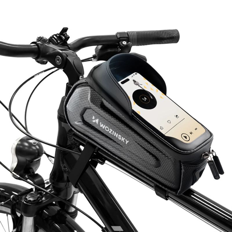 Wozinsky bicycle bag for the frame, armored, with a phone pocket, 1.7 l - black