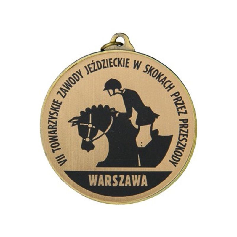 Metal medal with engraving on laminate