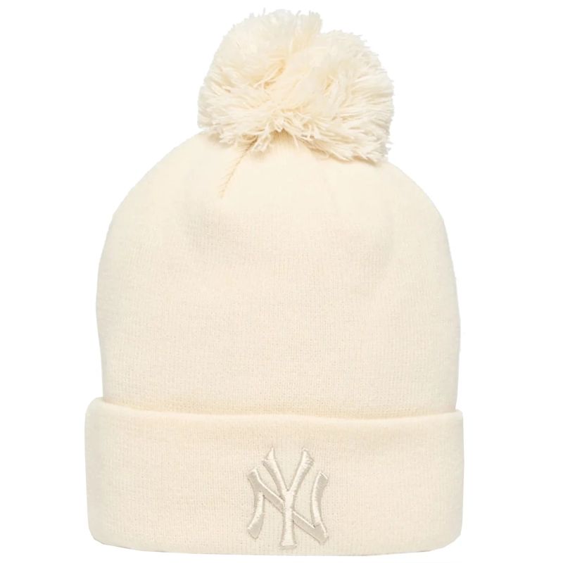 New Era Women’s Metallic Bobble Beanie New York Yankees Hat 60691357 Beige One Size