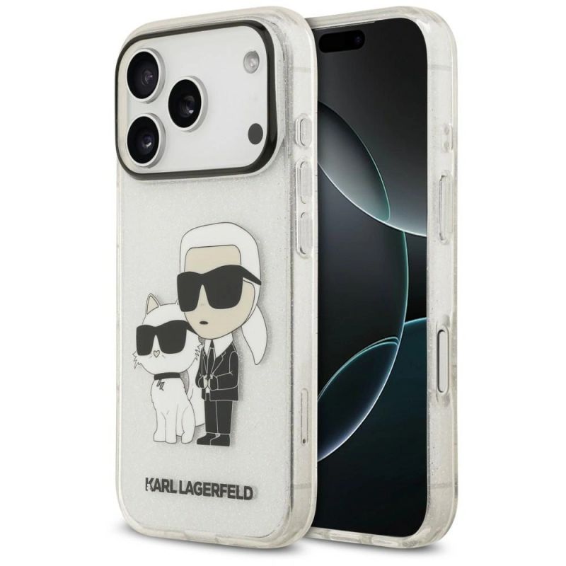 Karl Lagerfeld IML NFT Glitter Karl&Choupette Case for iPhone 18 Pro / 17 Pro - Transparent