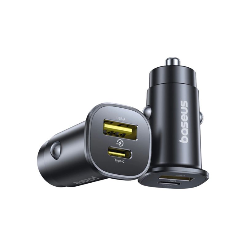 Baseus GoTrip USB-C / USB-A 30W Car Charger - Black