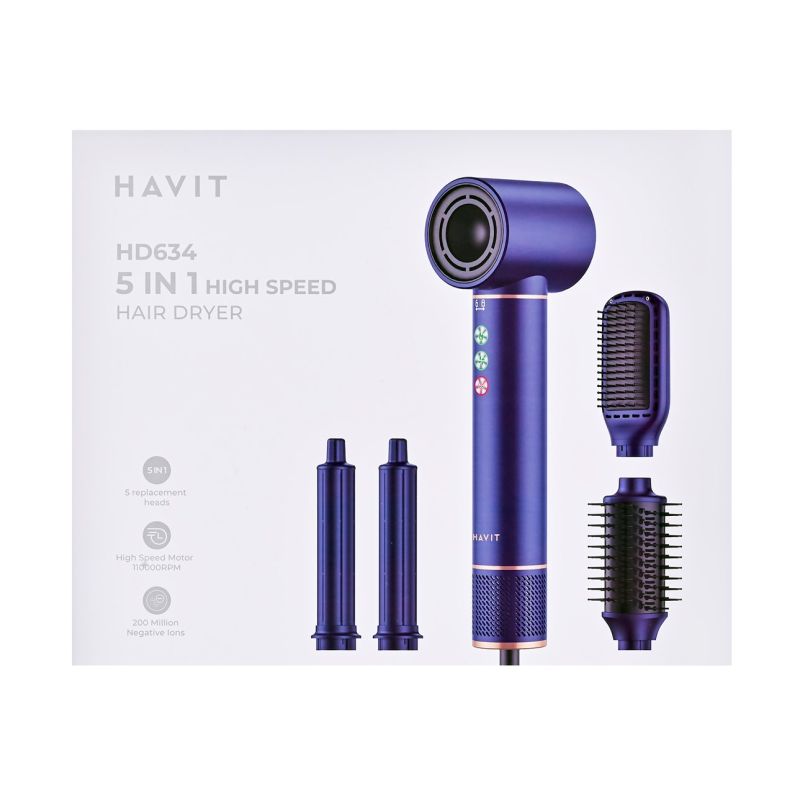 Hot Air Curling Styler Havit HD634 (4 attachments)