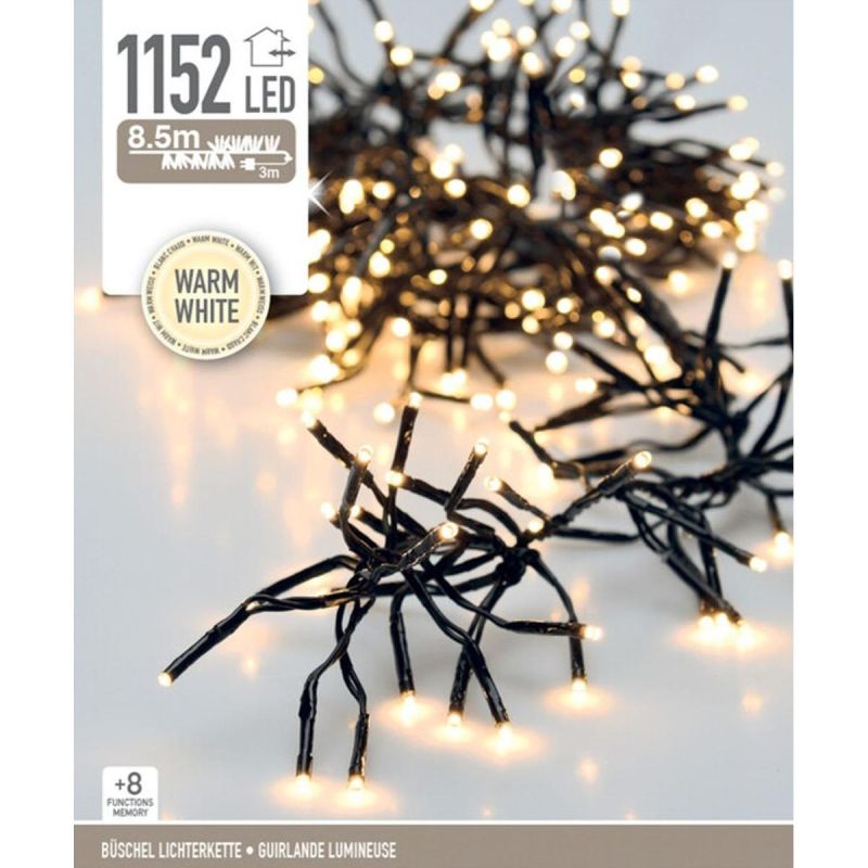 CHRISTMAS TREE LIGHTS LIGHT CHAIN 1152 LED TIMER WARM WHITE