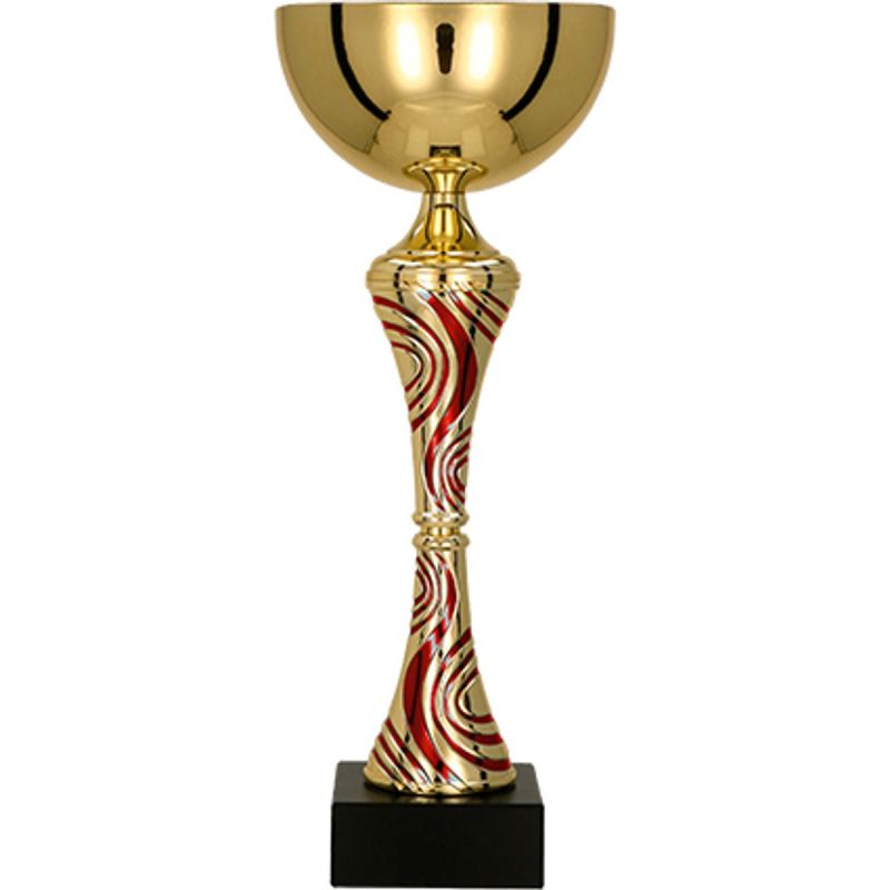 Gold and red metal cup