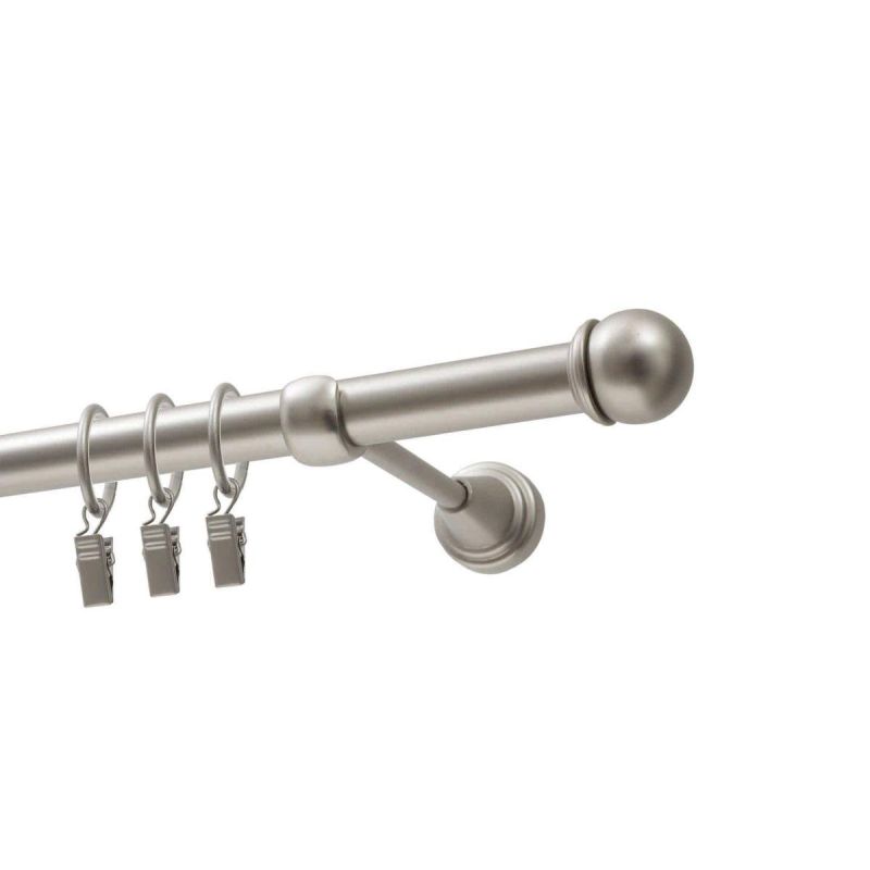 Single Curtain Rod Ø 19 mm Satin Chrome 320 cm with MAX Ball Finials and Rings KOWALSKI