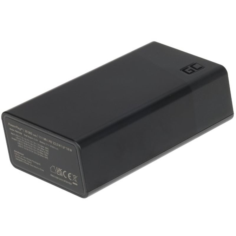 Greencell PowerPlay 30 Powerbank - black 30,000mAh, 22.5W, 4 ports