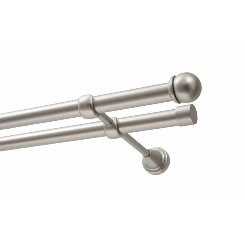 Double Curtain Rod Ø 19 mm Satin Chrome 320 cm Knob MAX KOWALSKI