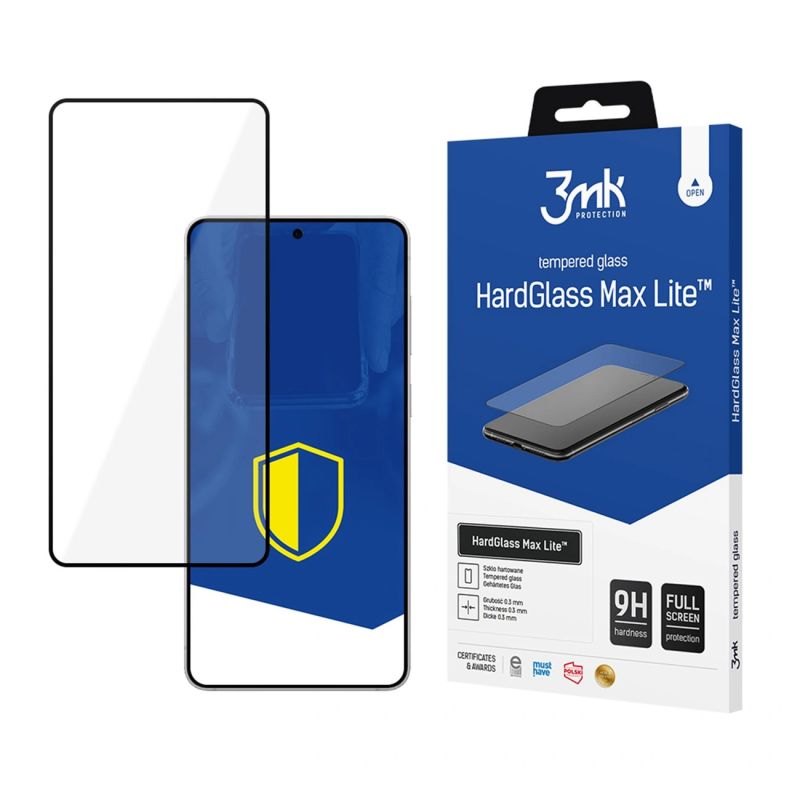 3mk HardGlass Max Lite Black Tempered Glass for Samsung Galaxy S25 Edge