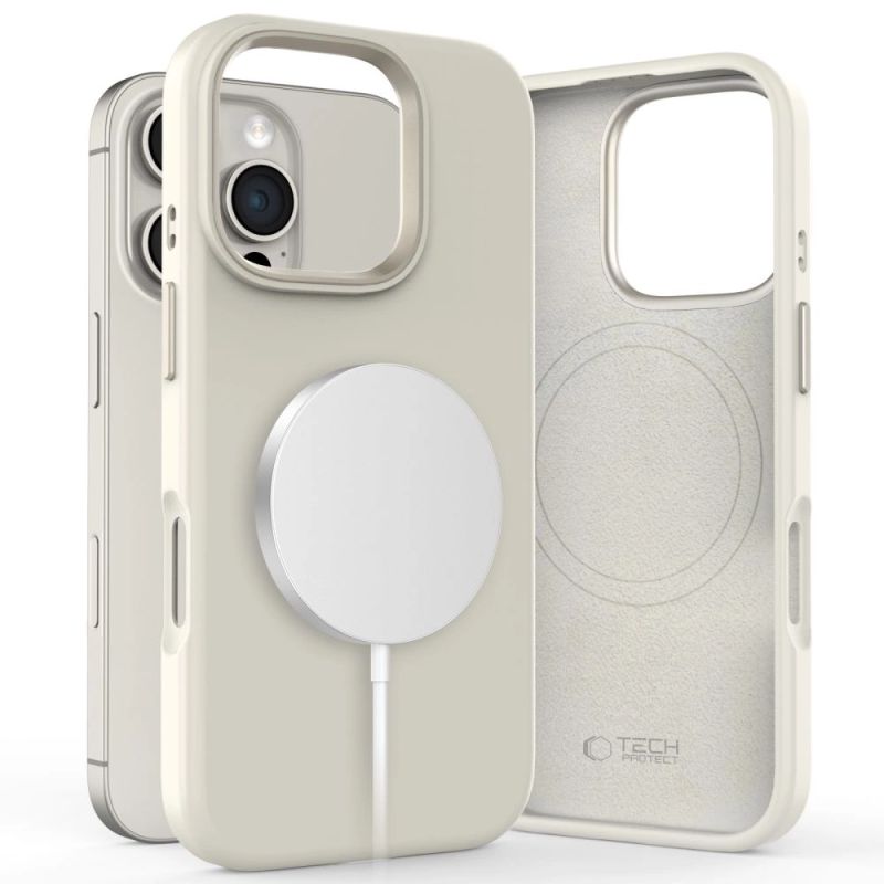 Tech-Protect Silicone PU MagSafe iPhone 16 Pro Case - Beige