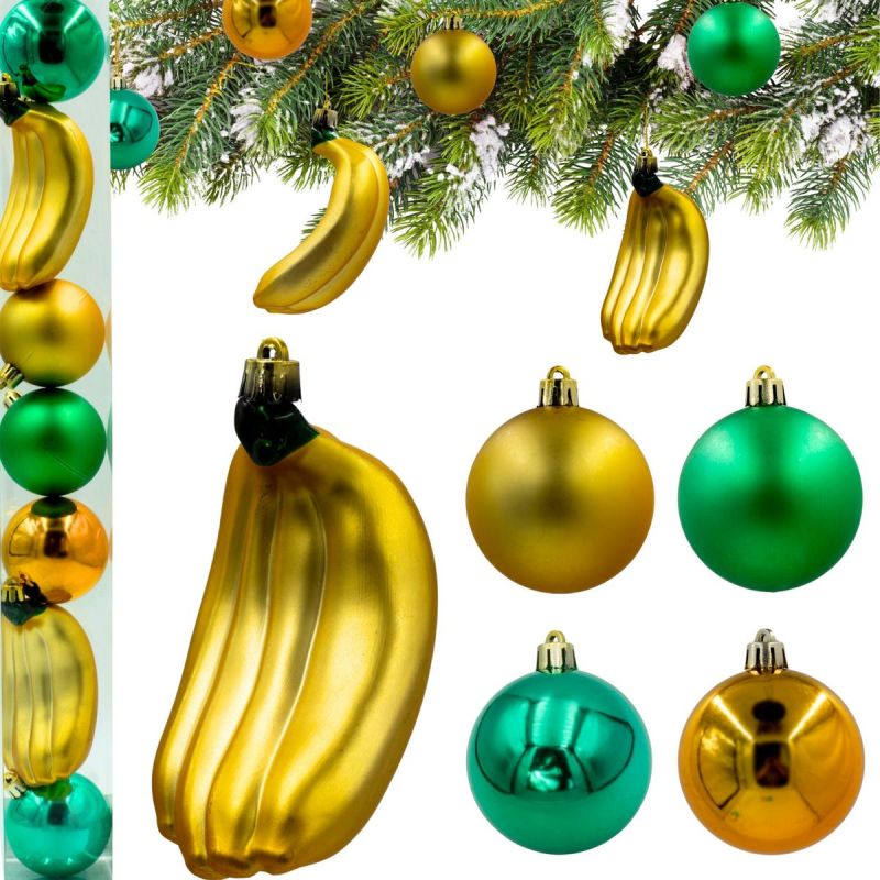 DECORATIVE PLASTIC BAUBLE SAFE 7 PCS BANANA MICA