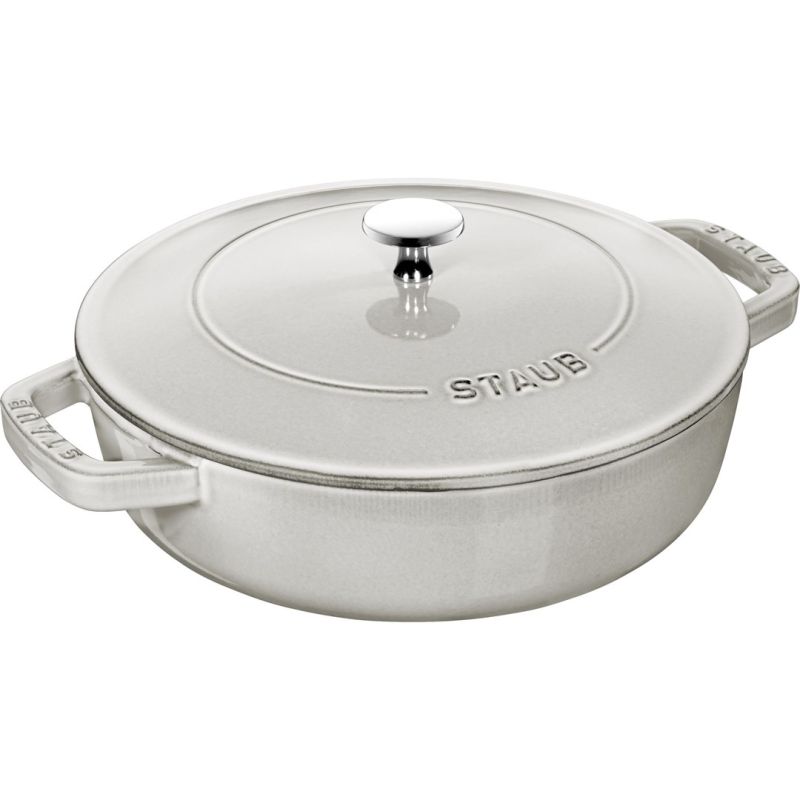 Staub Deep Sauté Pan with Lid – 24 cm, White Truffle