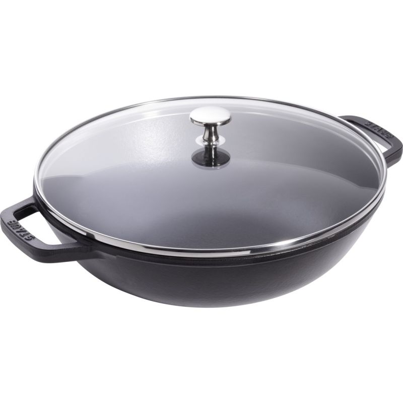 Staub Cast-Iron Wok with Lid – 30 cm, Black