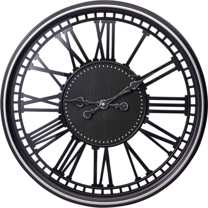 Openwork Wall Clock with Roman Numerals, 60 cm, Black