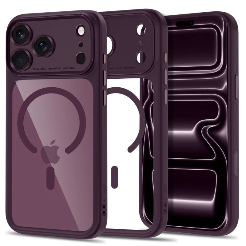 Tech-Protect MagPeak MagSafe CC Case for iPhone 18 Pro / 17 Pro - Clear Burgundy