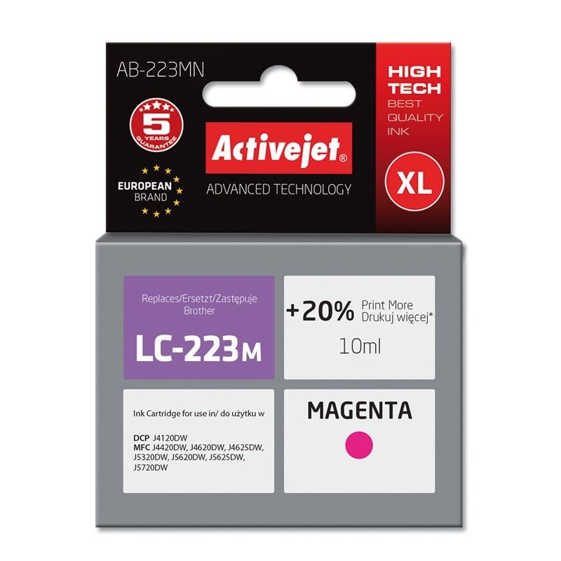 Activejet AB-223MN Ink (replacement for Brother LC223M; Supreme; 10 ml; red)