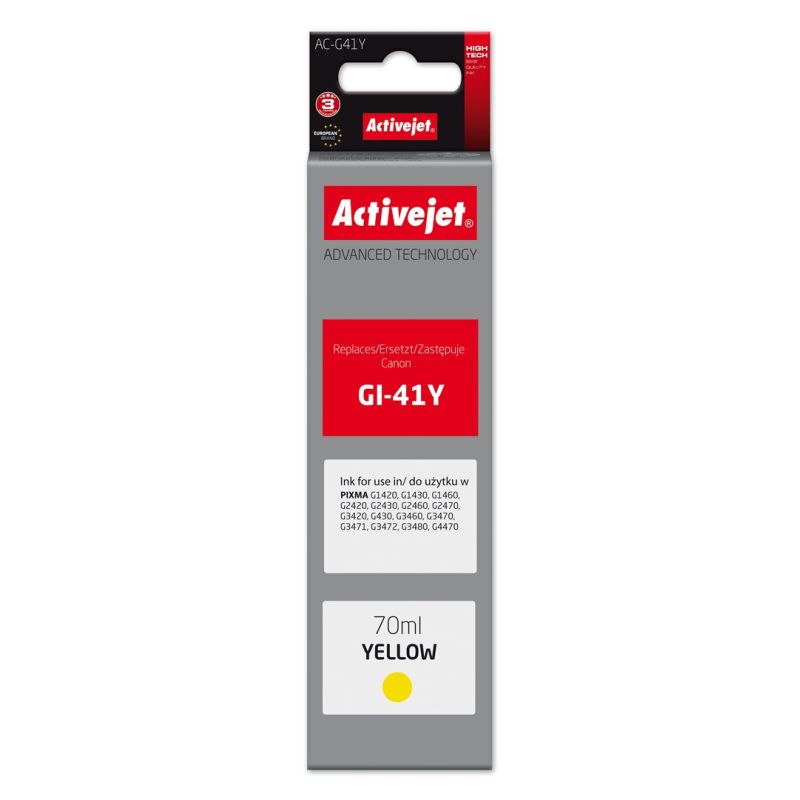 Activejet AC-G41Y Ink Bottle (replacement for Canon GI-41Y 4545C001; Supreme; 70 ml; yellow)