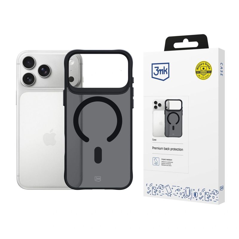 3mk Smoke MagCase for iPhone 17 Pro - Black Semi-Transparent