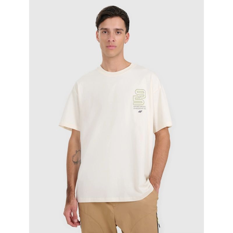 Men's oversized printed T-shirt 4F 4FRAW25TTSHM3220-11S
