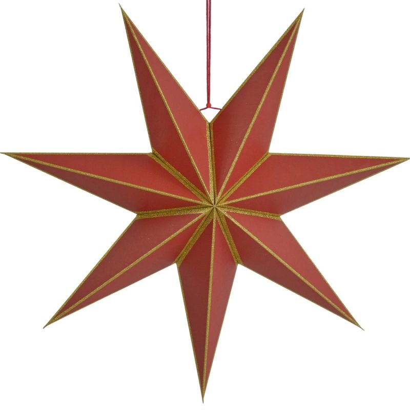 DECORATIVE HANGING PAPER STAR FSC 14x45CM RED 7 ARMS MICA
