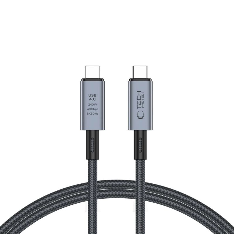 Tech-Protect UltraBoost Max USB-C 4.0 / USB-C 4.0 PD Cable 240W 8K 40Gbps 1m - Gray
