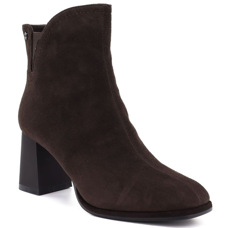 Women's brown leather high-heeled ankle boots Big Star UU274379