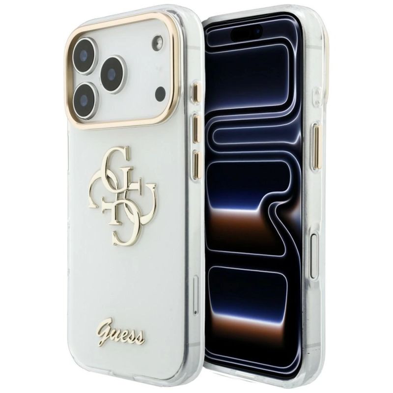 Guess IML 4G Script Metal Case for iPhone 17 Pro / 18 Pro - White