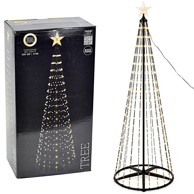 DECORATIVE CHRISTMAS TREE 550LED SUPER WARM WHITE 300CM BLACK