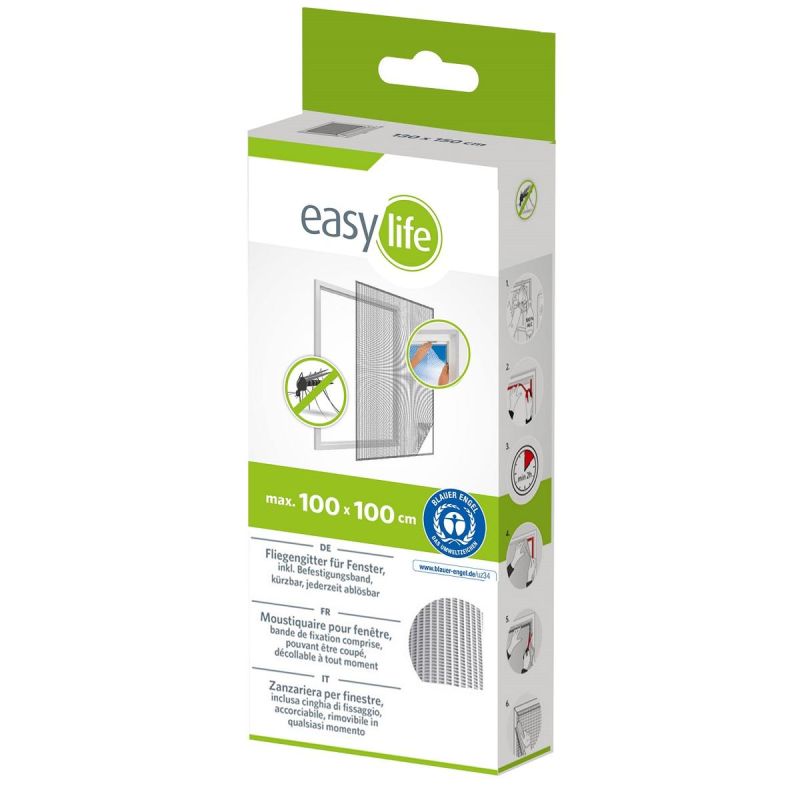 MOSQUITO NET WINDOW 100X100 WHITE POLYESTER + VELCRO TAPE