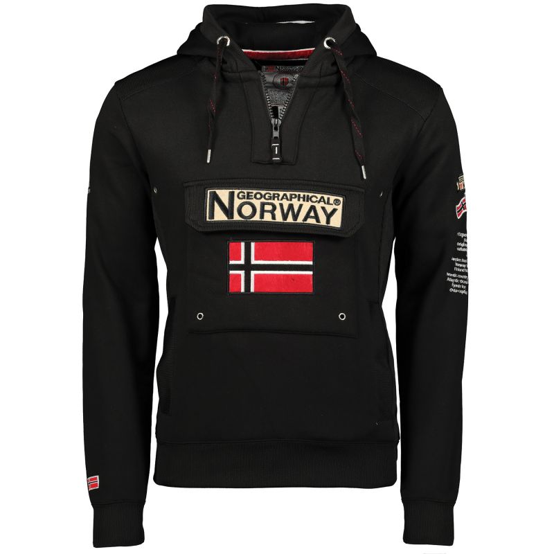 Geographical Norway GYMCLASS BLACK DB MEN 100 Men's Sports Hoodie, Black (WU4185H-GN-BLACK)
