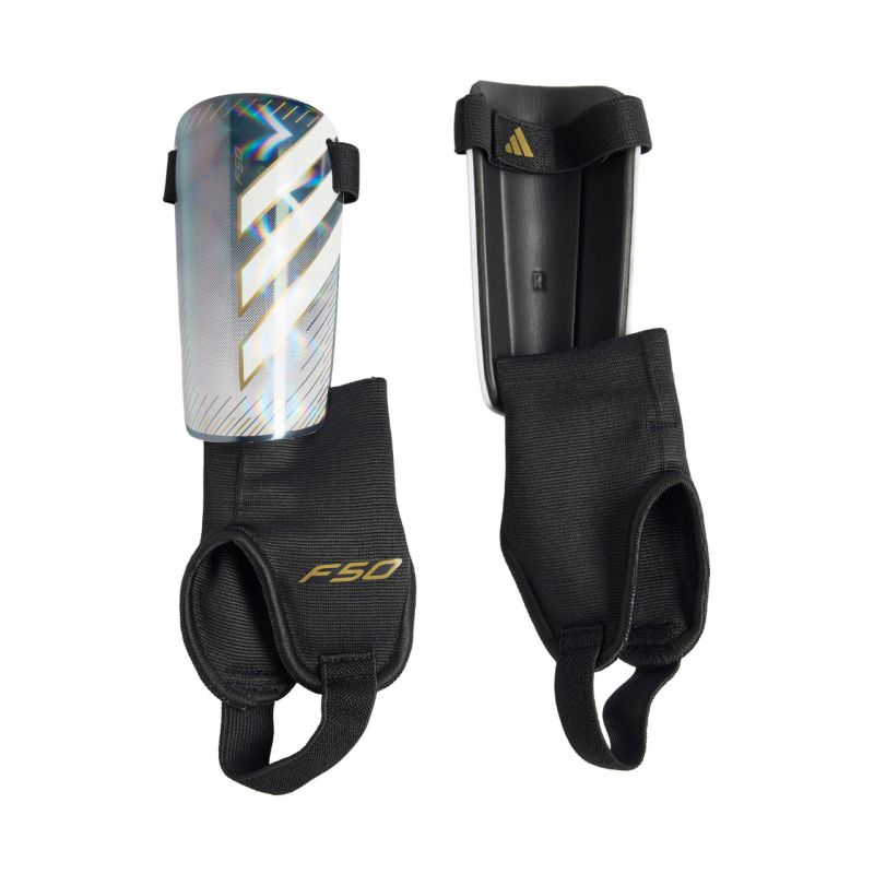 adidas F50 Match Kids' Soccer Shin Guards Gray and Black KE5206