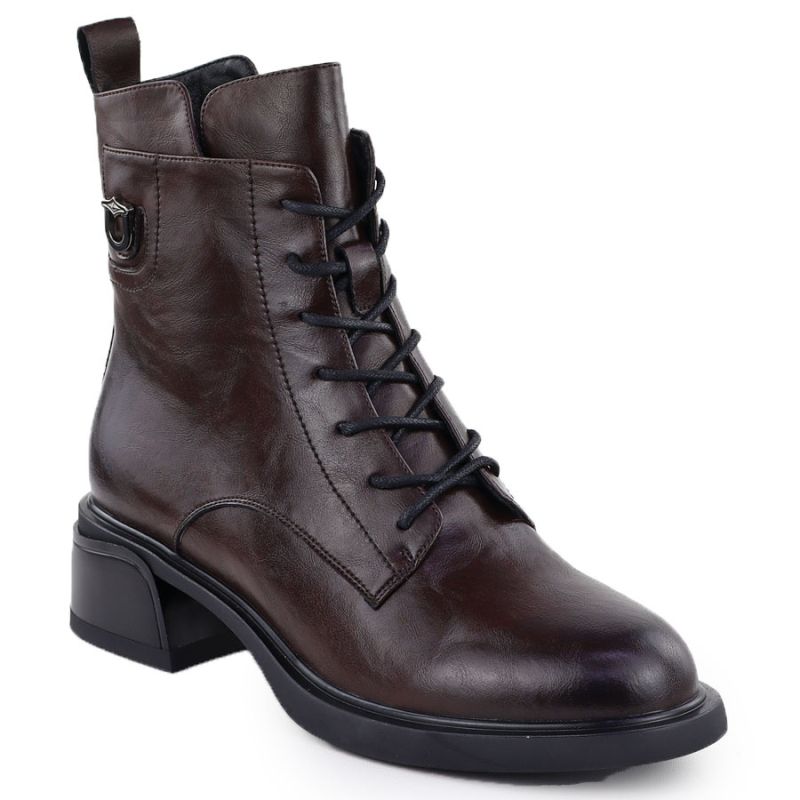 Brown leather women’s worker boots Filippo DBT7369
