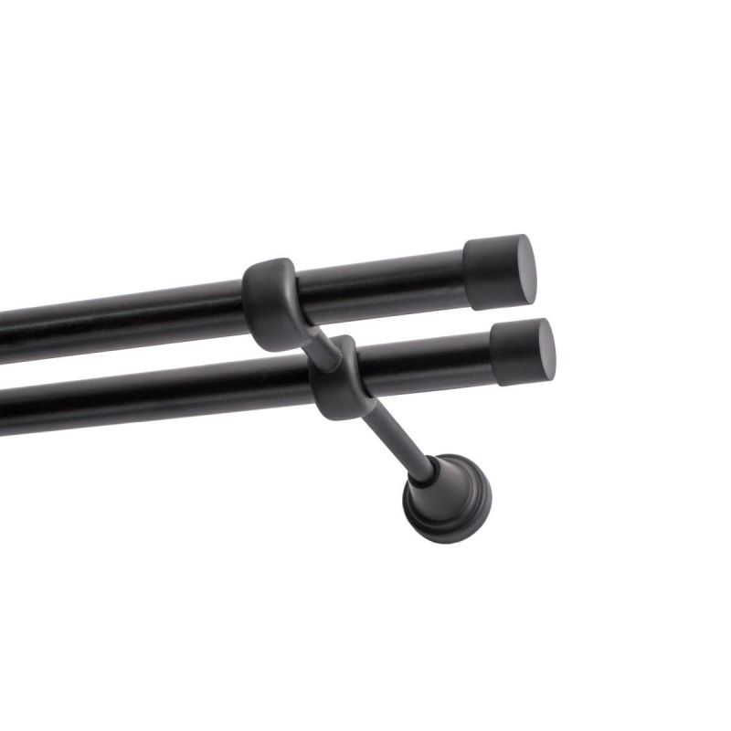 Double Curtain Rod Ø 19 mm, Black, 200 cm, LUNA KOWALSKI