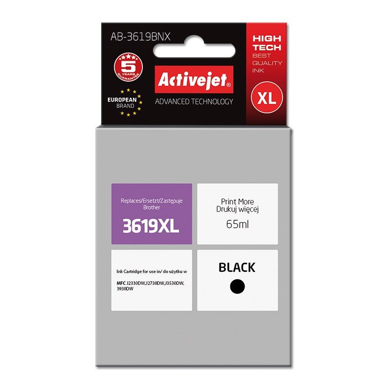 Activejet AB-3619BNX Ink (replaces Brother LC3619Bk XL; Supreme; 65 ml; black)