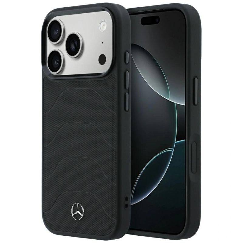 Mercedes Leather Mesh with Bow Line MagSafe Case for iPhone 18 Pro / 17 Pro - Black