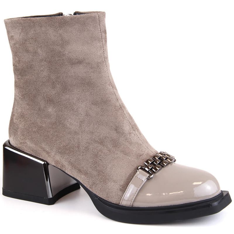 D&A S.Barski Premium Collection W OLI231C beige ankle boots with a decorative heel
