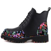 Artiker Stivali leather combat with floral pattern, Artiker