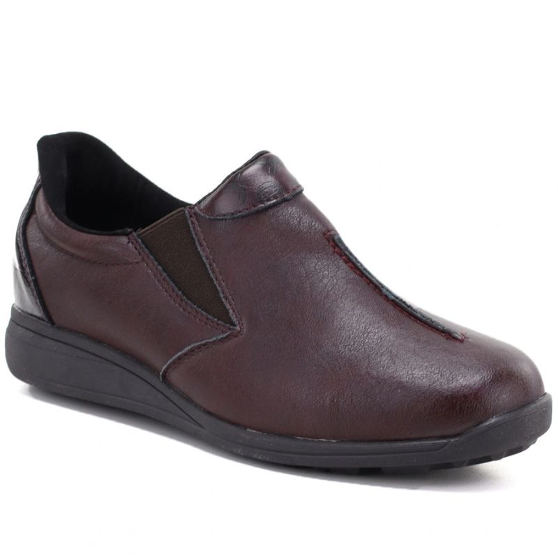 Women’s Burgundy Leather Wedge Shoes M.Daszyński SFY2647-5