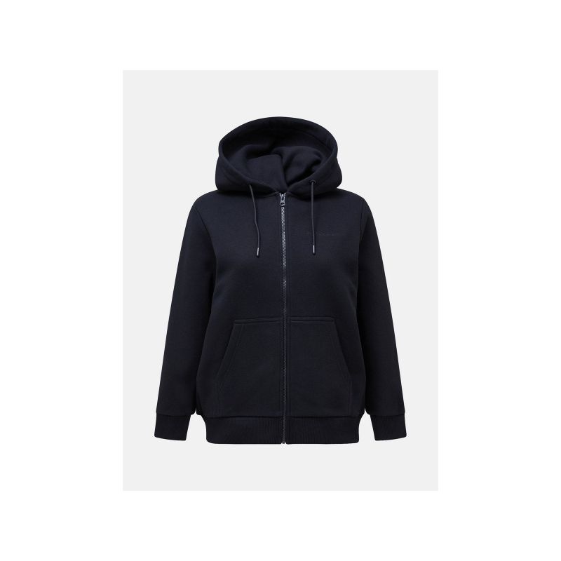 Women’s Peak Performance W Original Small Logo Zip Hoodie in Black